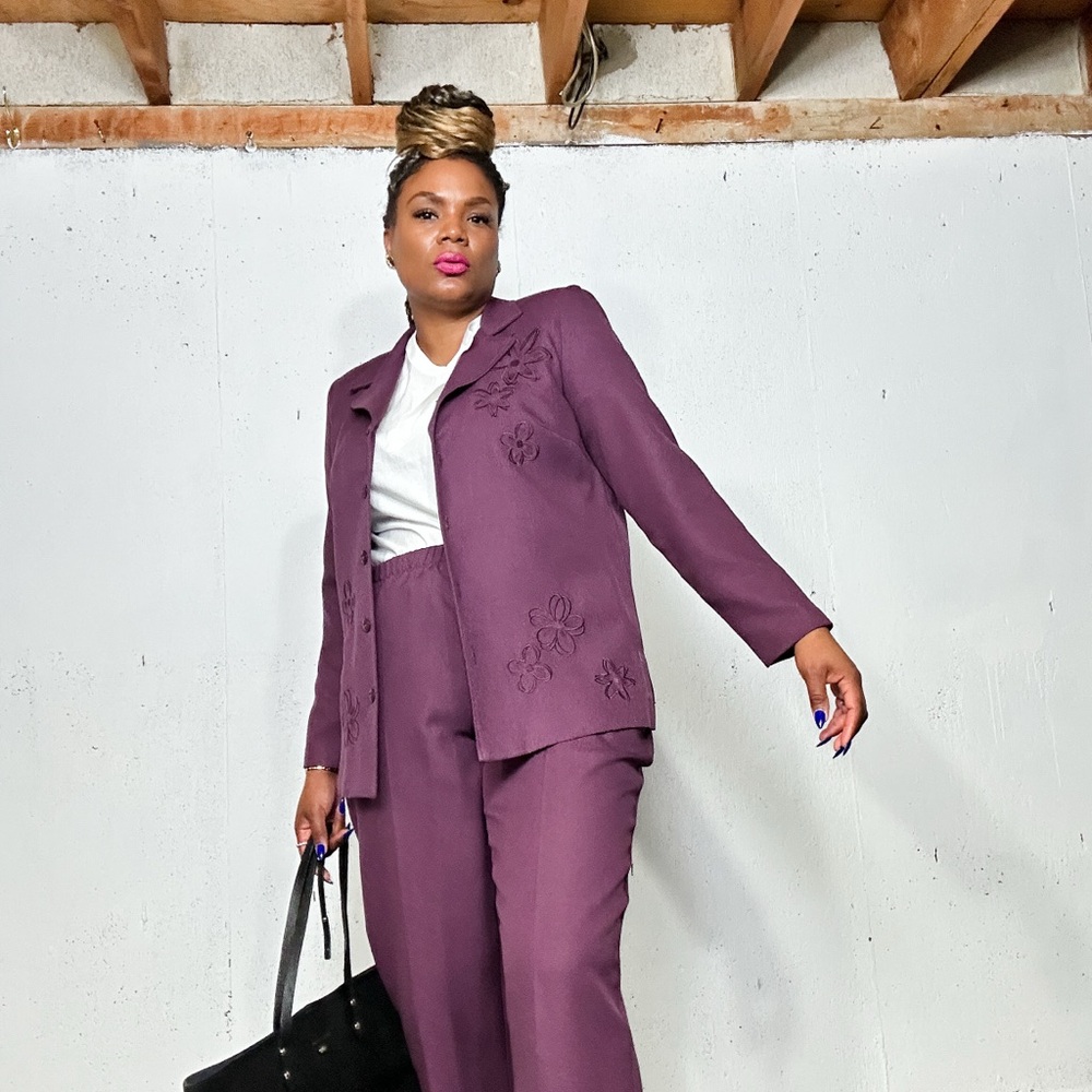 Vintage Women's Deep Purple Pantsuit - Picture 3 of 14